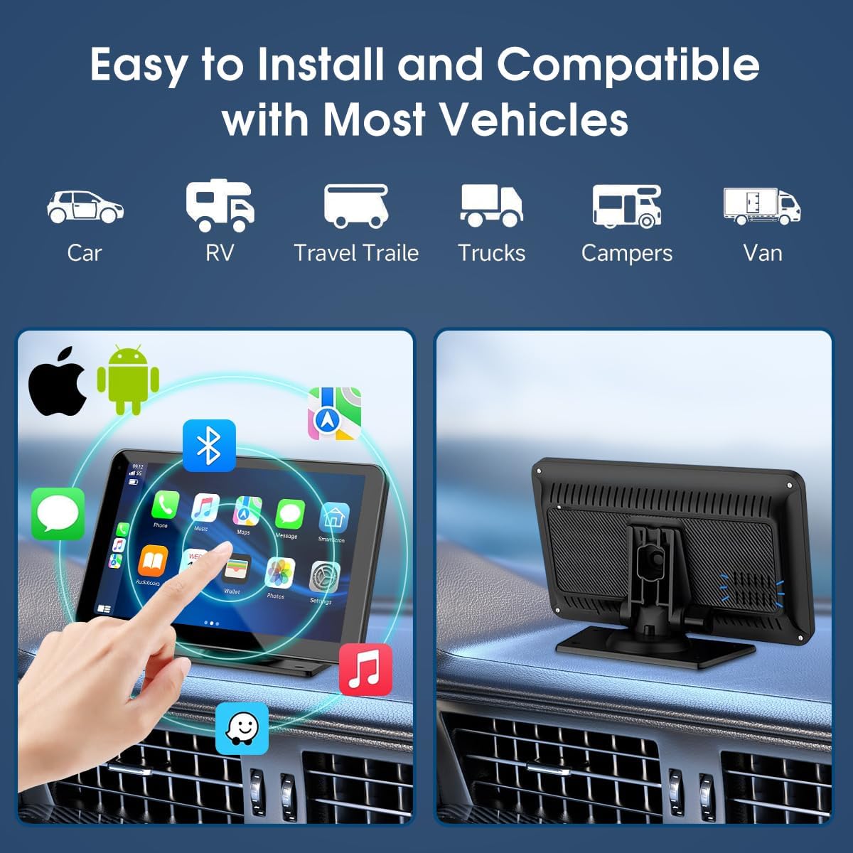 VUKARUAL unit in a car interior enhancing hands-free driving safety