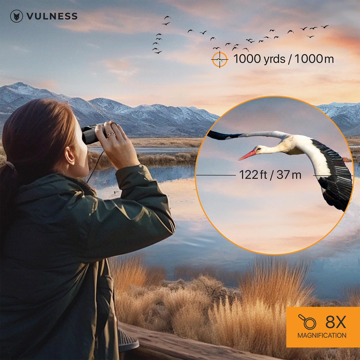 VULNESS close-up of multi-coated lenses delivering brighter images