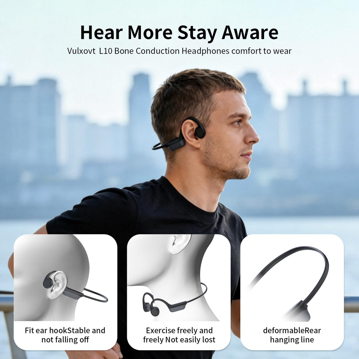 Vulxovt close-up of bone conduction driver highlighting clear open-ear sound
