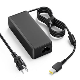 VUOHOEG 65W charger powers Lenovo ThinkPad T440 with reliable yellow square-tip connection.