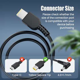 VUOHOEG 65W charger keeps ThinkPad T460 charged with secure yellow tip.