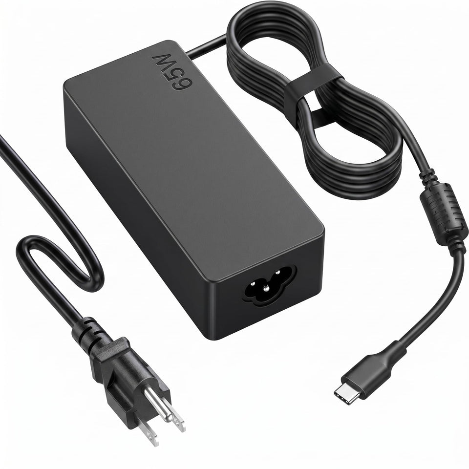 VUOHOEG 65W USB-C charger in use powering LG Gram for daily tasks.