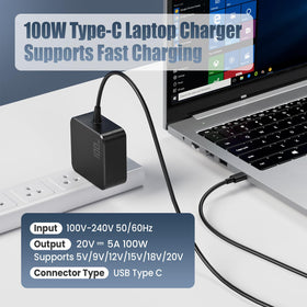 6-foot USB-C cable extended from outlet to desk workspace