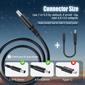 VUOHOEG 4.5x3.0 blue-tip adapter for Dell port compatibility