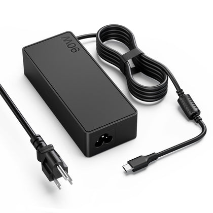 VUOHOEG 90W USB-C PD charger front view powering a laptop at the desk.