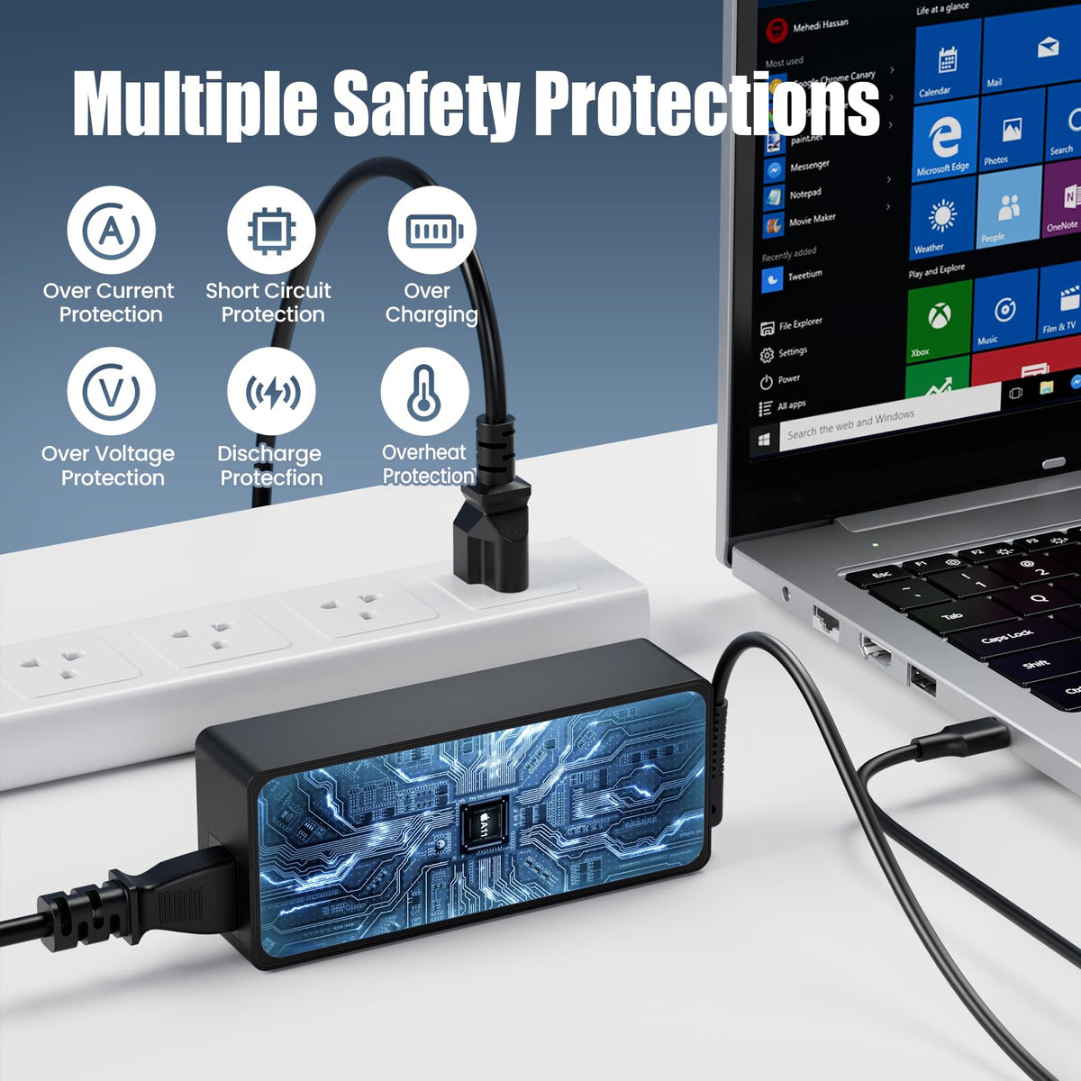 Global voltage support for 100-240V with VUOHOEG charger.