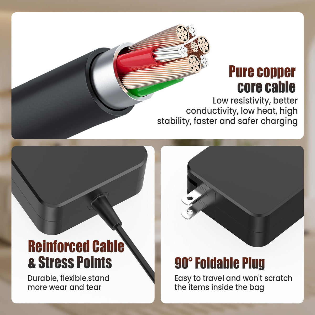 VUOHOEG adapter inside a laptop sleeve showing travel-friendly benefit