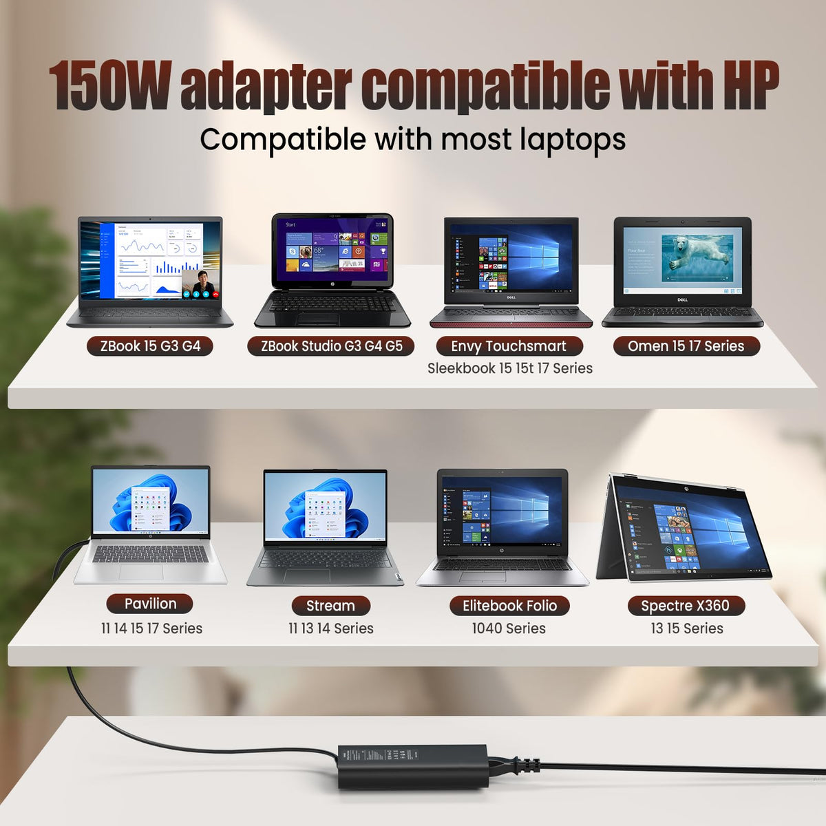 VUOHOEG blue tip 4.5mm connector shown for HP laptops