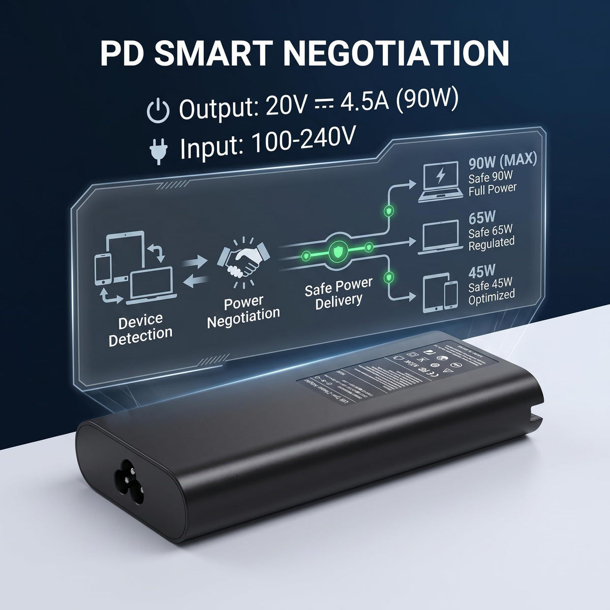 VUOHOEG close-up of USB‑C PD port highlighting secure connection and fast power