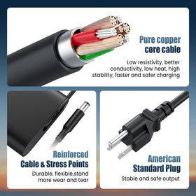 VUOHOEG Dell adapter with Inspiron and XPS layouts illustrating broad compatibility
