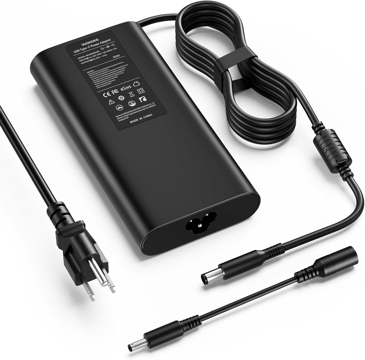 VUOHOEG Dell adapter with a large barrel connector for versatile Dell charging