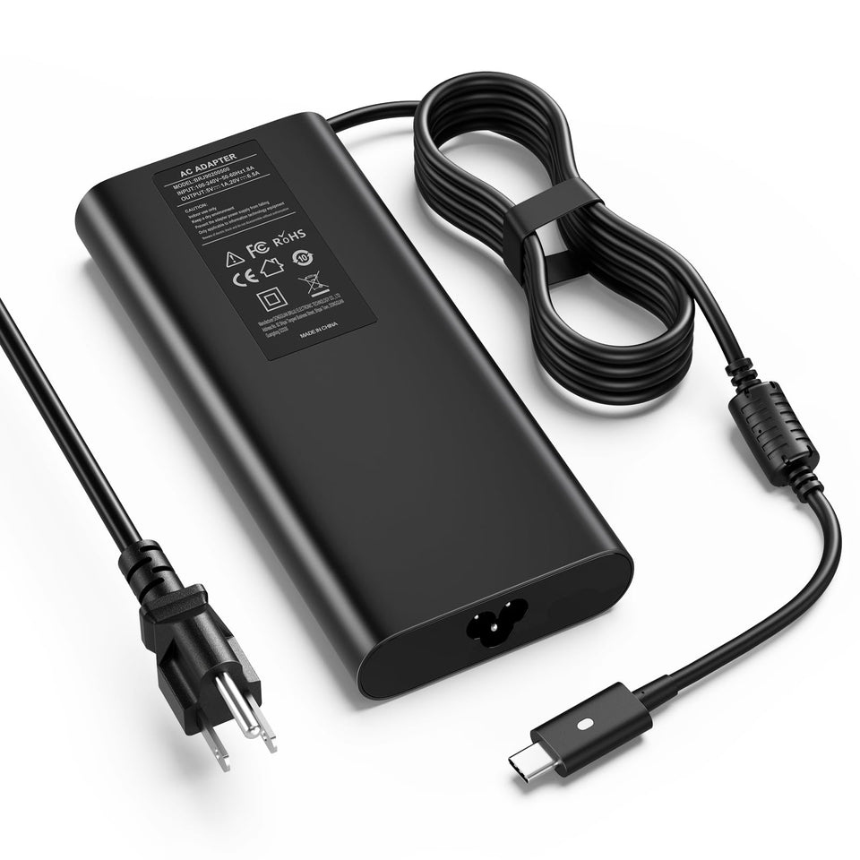 VUOHOEG front view of 130W USB-C charger showing compact design and fast charging