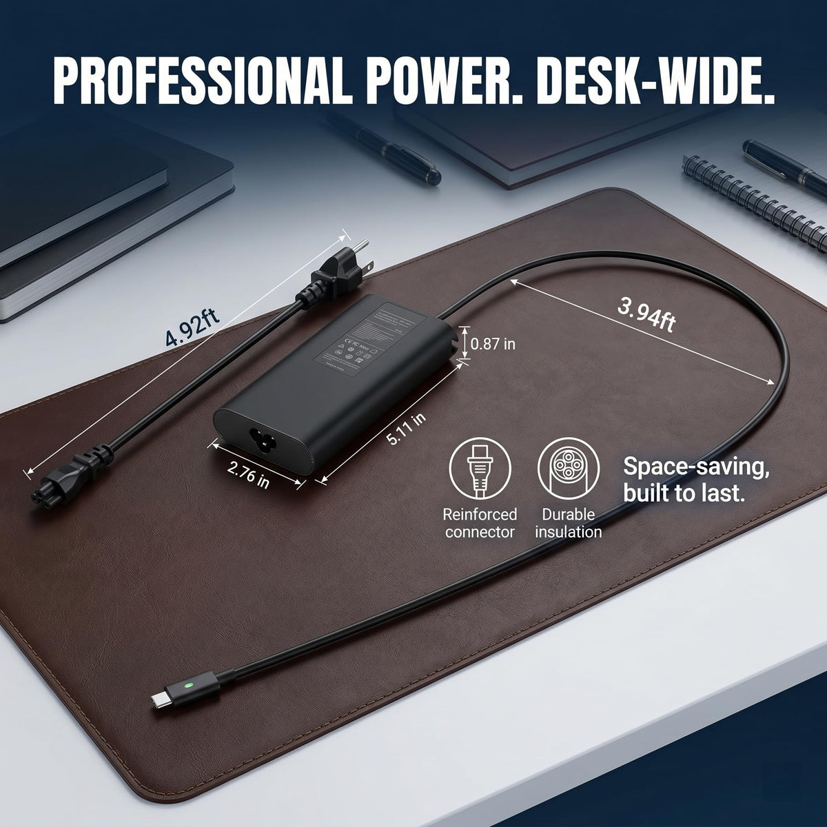 VUOHOEG charging on a desk setup showing reliable workplace top-ups