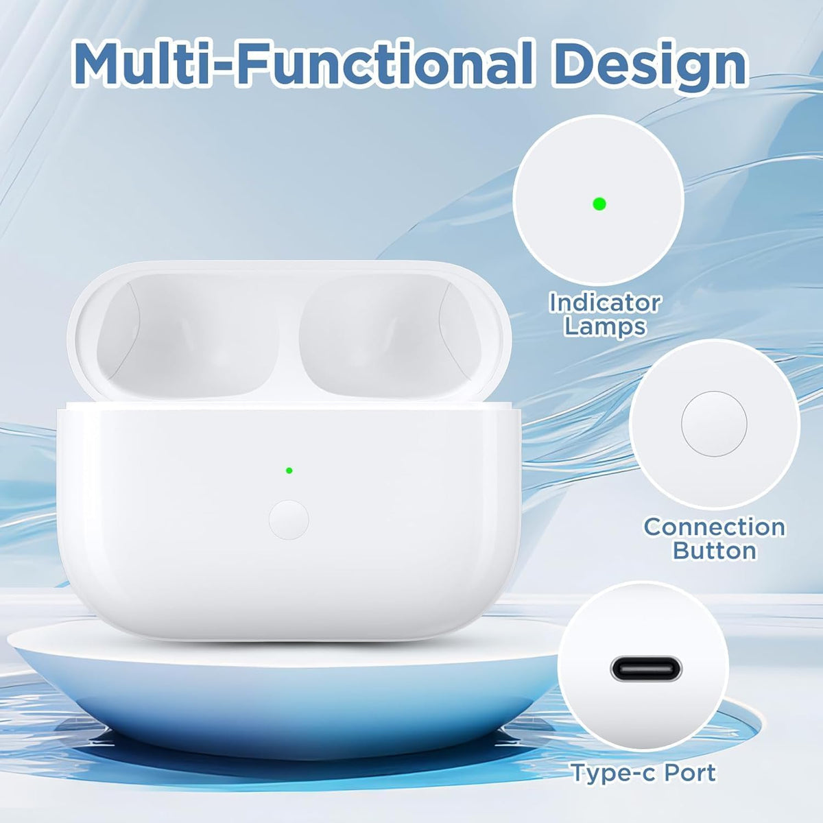 VUPVUP AirPods Pro charging case wireless charging surface for convenience.