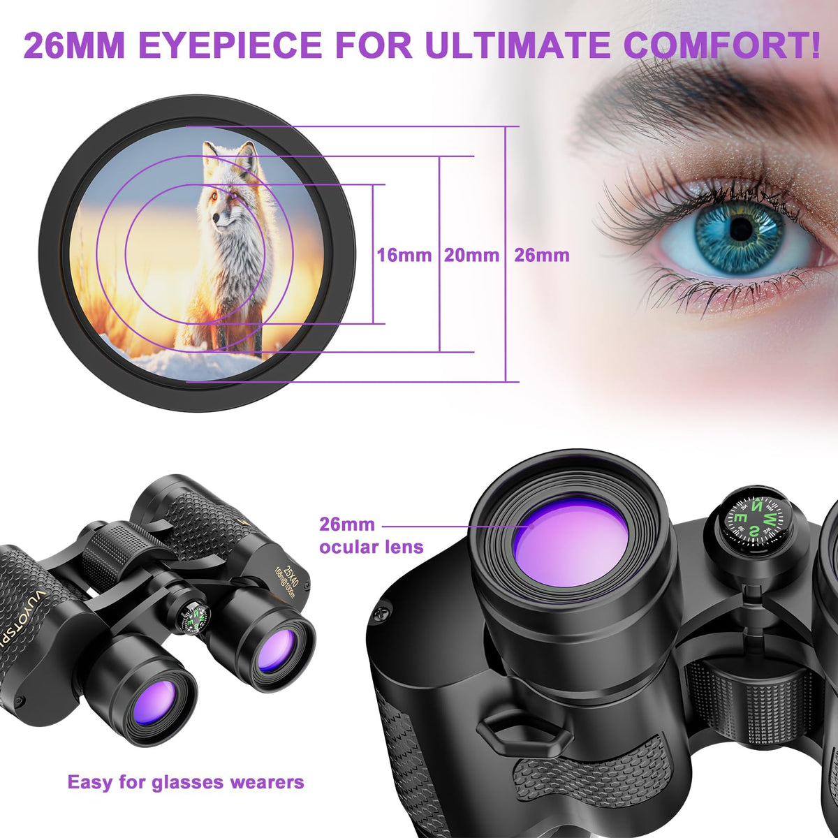 VUYOTSPI fully multi-coated lenses maximize light transmission for clearer visuals.