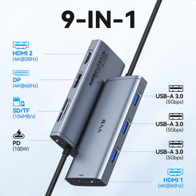 VVB close-up of HDMI, DisplayPort and USB ports showing reliable connections benefit multi-monitor use