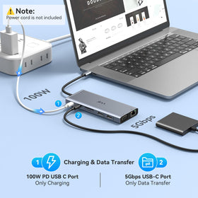 VVB docking station next to laptop for size comparison and cable routing