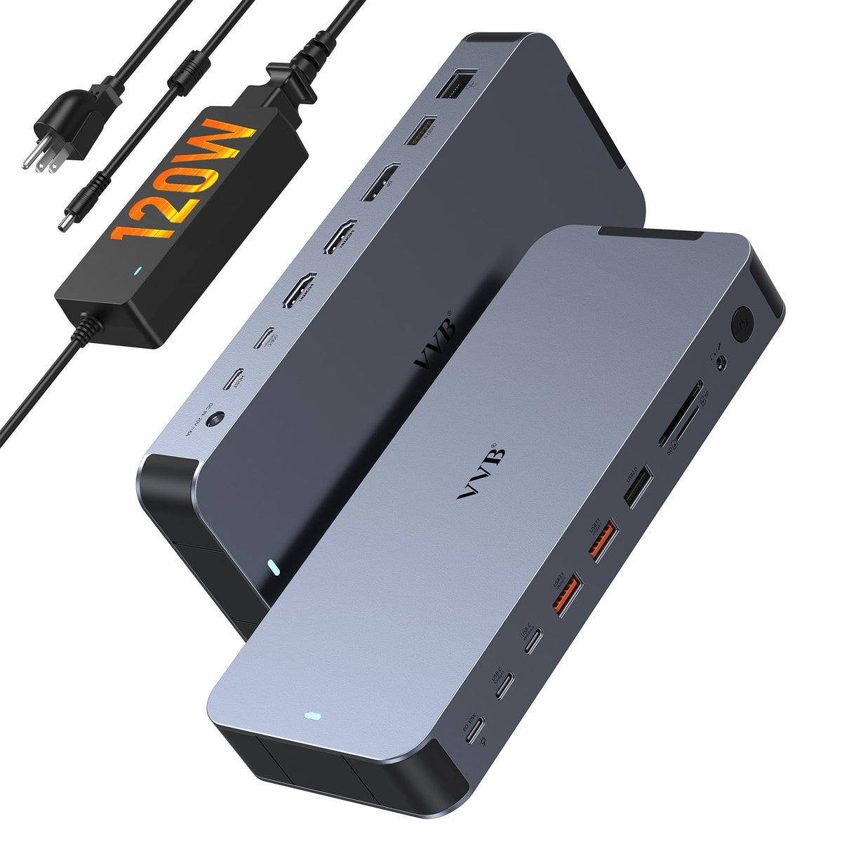 VVB USB C Docking Station dual-monitor setup for multitasking