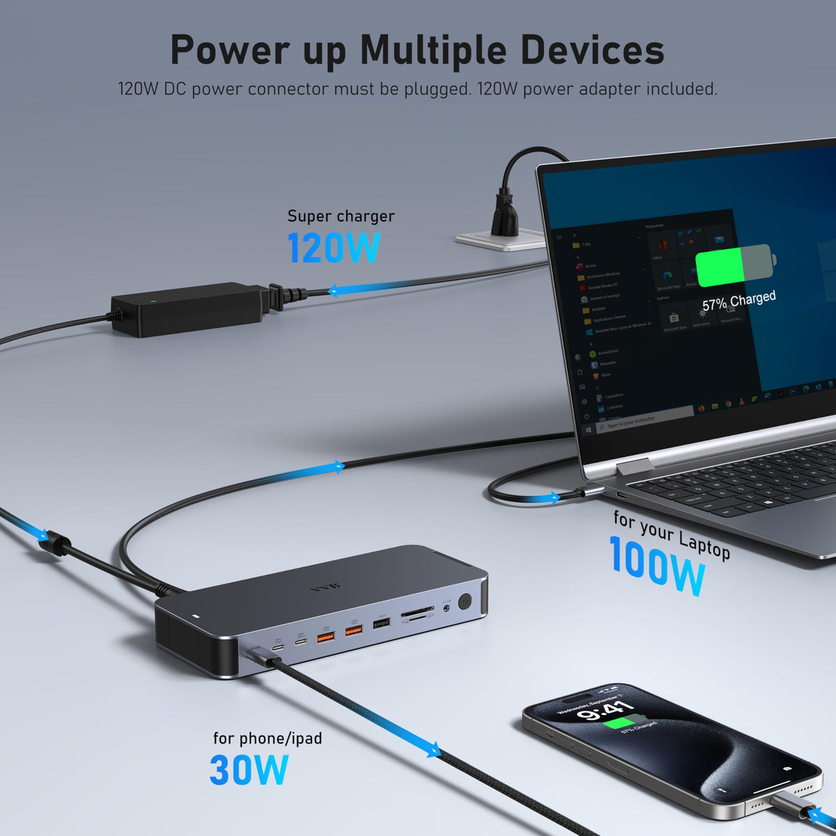 VVB USB C Docking Station SD/TF slots for quick media transfer