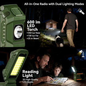 VXF Solar Hand Crank Emergency Radio SOS button in action for quick alerts.