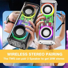 Two Vythorq V8 units paired to create immersive stereo sound