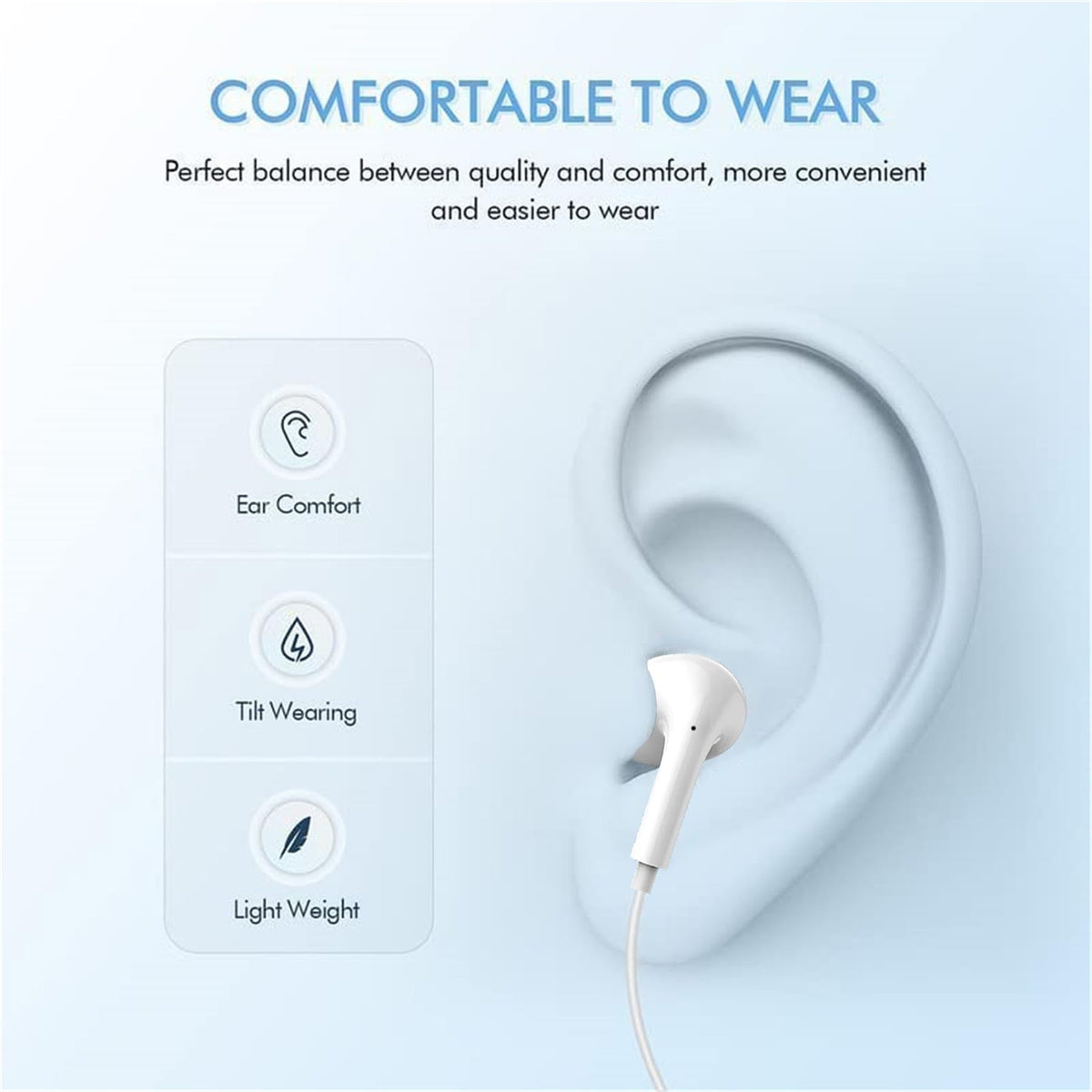 VZZBOO inline mic and volume controls on cable for hands‑free convenience