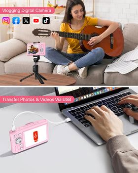 W & O camera in hand demonstrating portable size and comfortable grip for kids