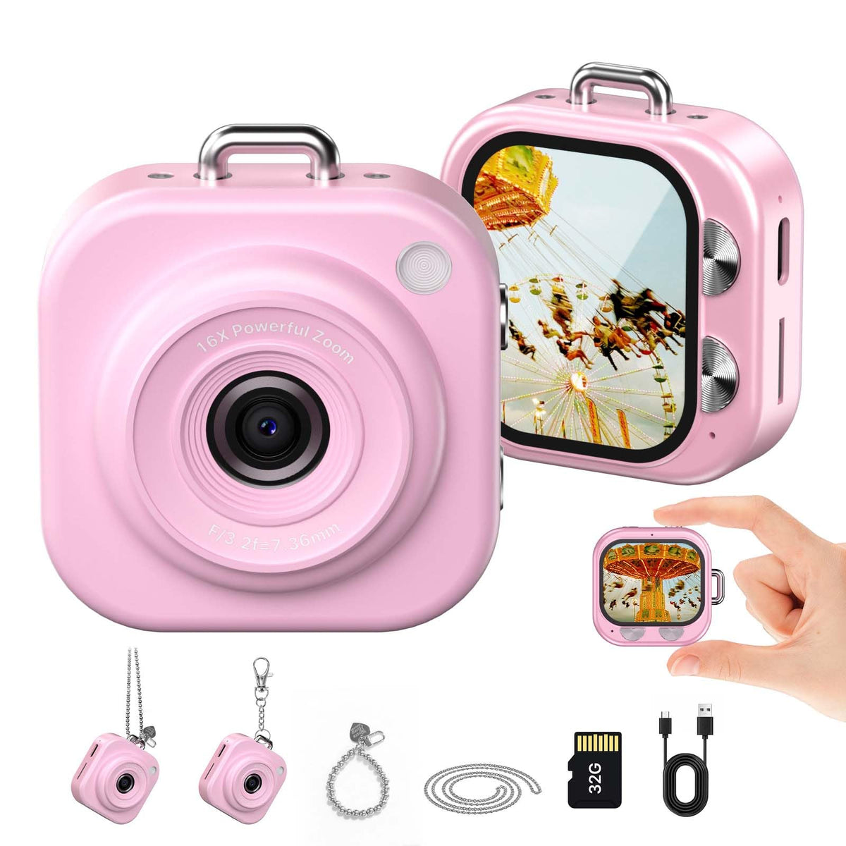 W & O front view showing camera on keychain, portable capture anywhere
