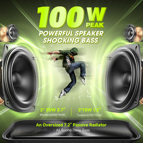 W-KING 60W passive radiator bass emphasizes deep, punchy sound at outdoor gatherings.