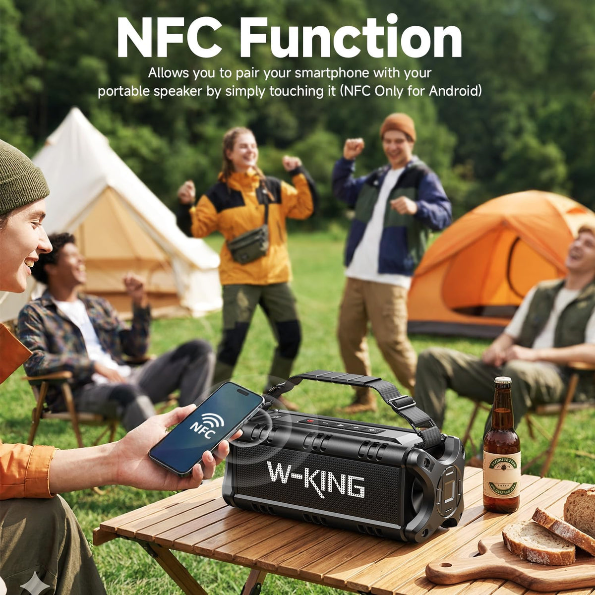 W-KING 40H battery indicator for long outdoor playback sessions