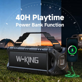 W-KING pairing mode demonstrating stereo expansion when two speakers connect
