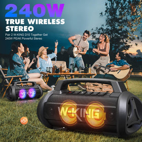 W-KING D10 supports 240W stereo with two units, ideal for movie nights or large gatherings