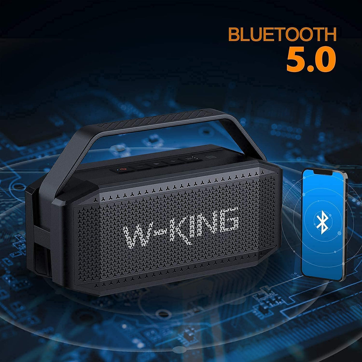 W-KING D9-1 AUX TF NFC connections for versatile pairing.