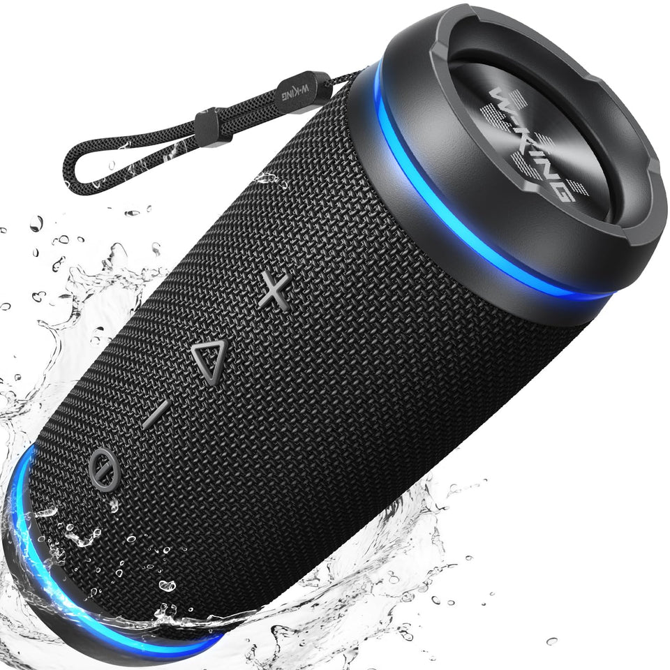 W-KING speaker front view showing grille and brand, clear audio presence