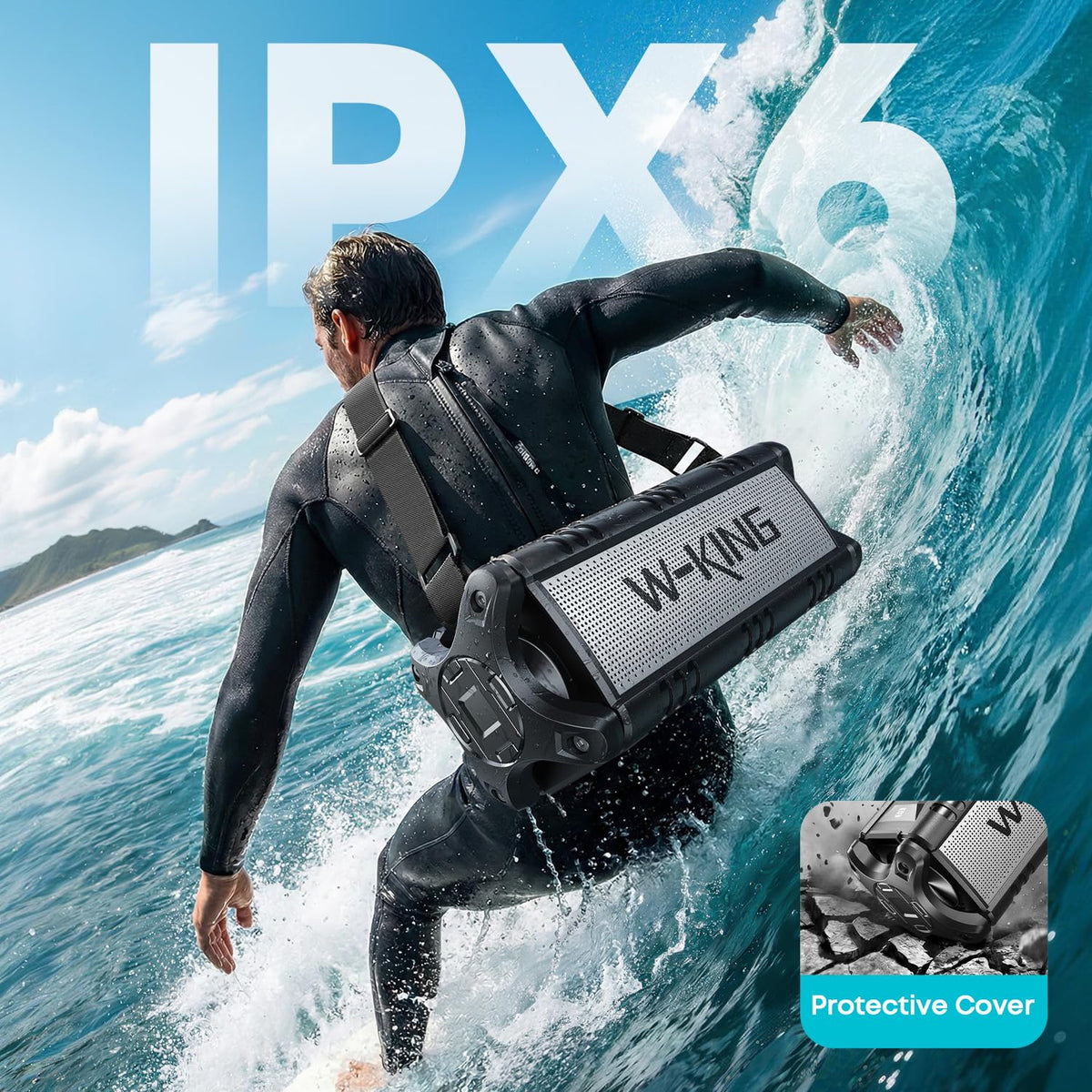 W-KING IPX6 waterproof rugged casing protects against splashes and bumps