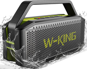 W-KING portable Bluetooth speaker outer design with rugged, travel-ready build for outdoors.