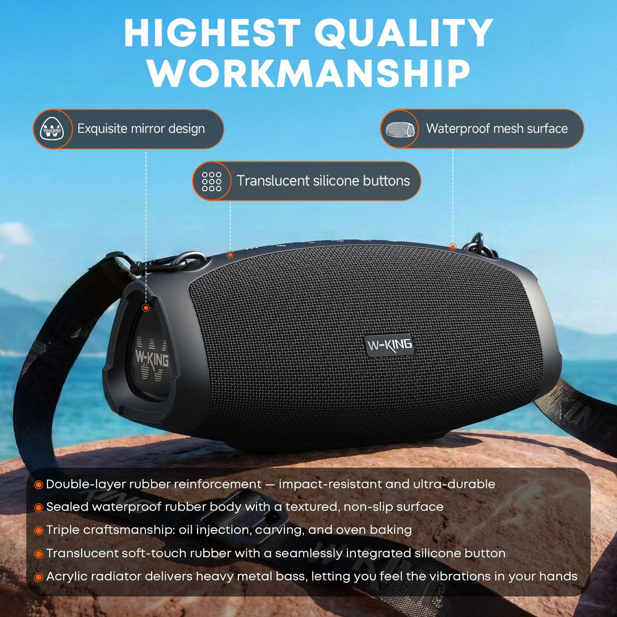 W-KING X10 indoor/outdoor EQ modes optimize sound