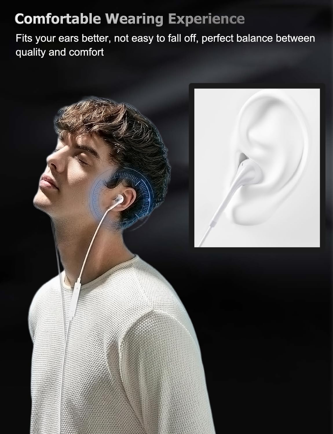 Wabklove USB-C earphones include a small clip for tangle-free wear.