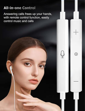 Wabklove USB-C earphones volume control for quick audio tweaks without reaching phone.