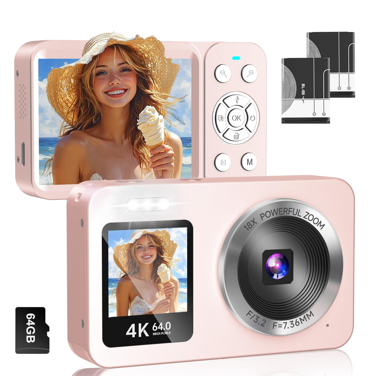 WABL front view showing lens and pink finish, compact and cute gift