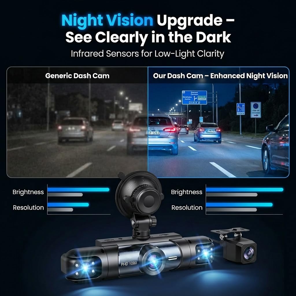 Wagoyo dash cam night vision capturing license plate visibility at night
