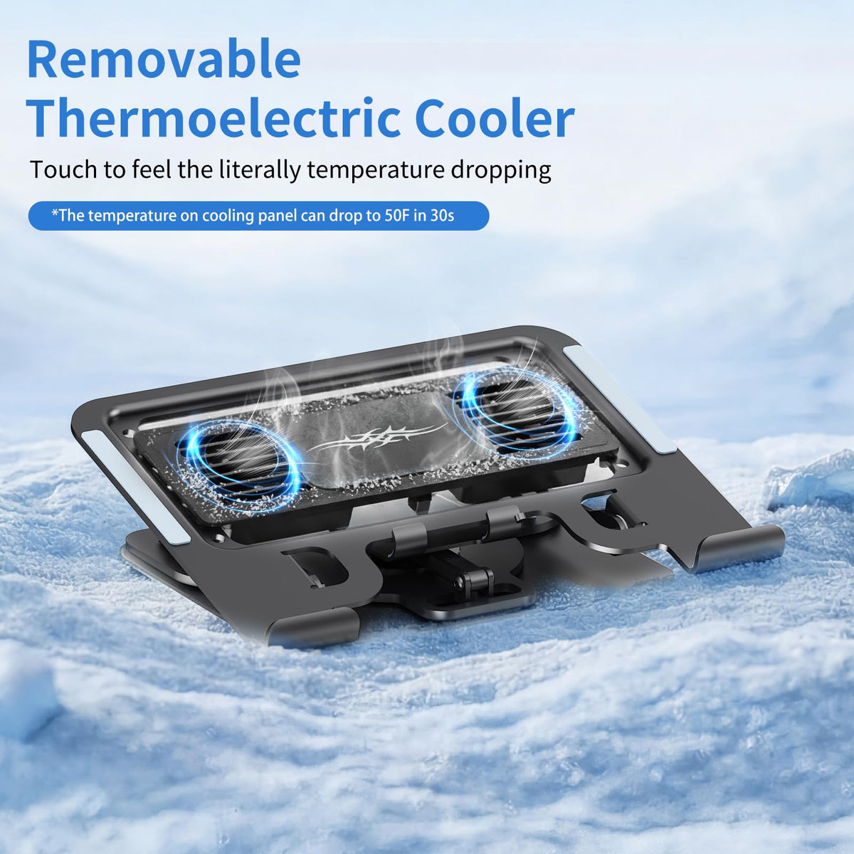 WAGOZZLE close-up of detachable fan highlighting targeted cooling efficiency