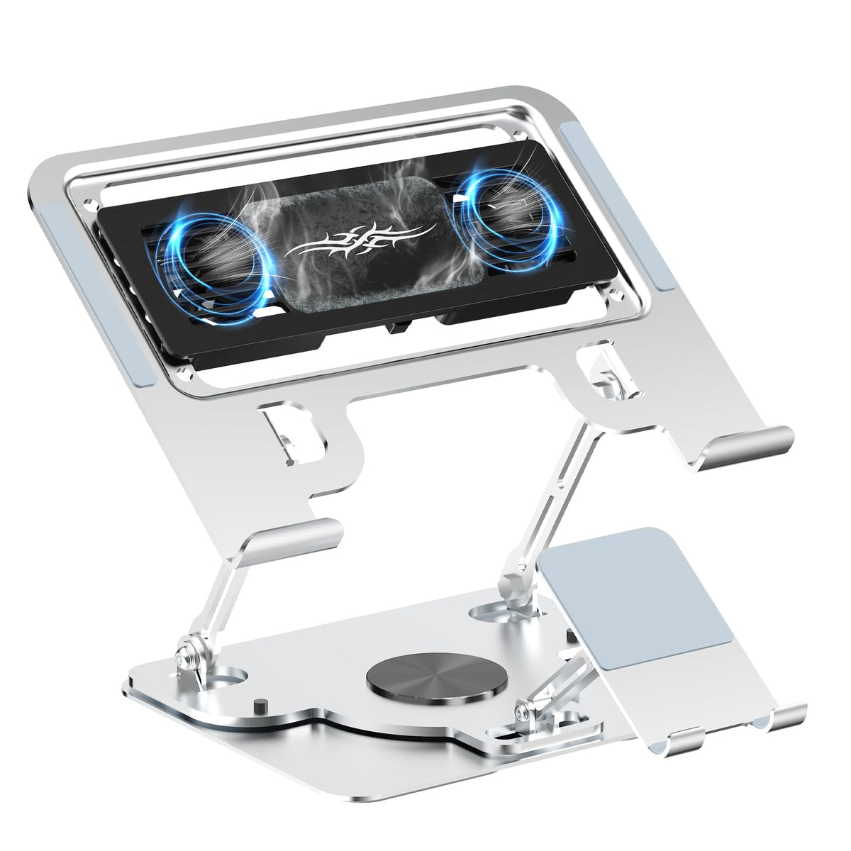 WAGOZZLE front view with laptop on stand showing cooling and stability