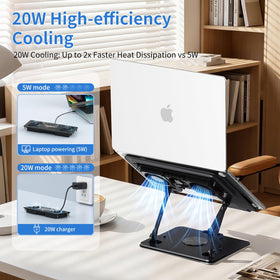 WAGOZZLE phone holder and laptop setup illustrating hands-free phone viewing convenience