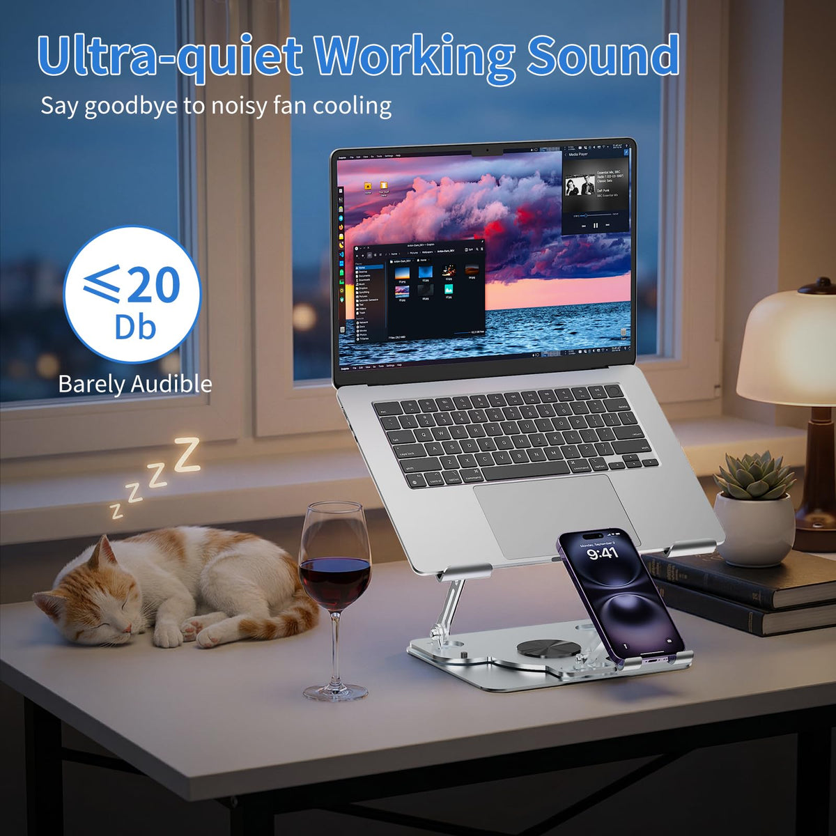 WAGOZZLE phone holder with phone in use for convenient multitasking