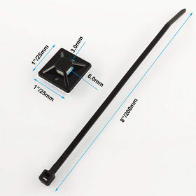 Wahsure eight-inch black zip ties for outdoor use.