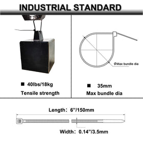 Wahsure 6-inch zip ties provide strong support for outdoor cable routing.