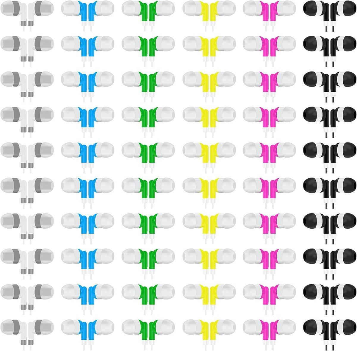 WAHUWAY earbuds bulk 60-pack for classrooms, reliable daily listening.