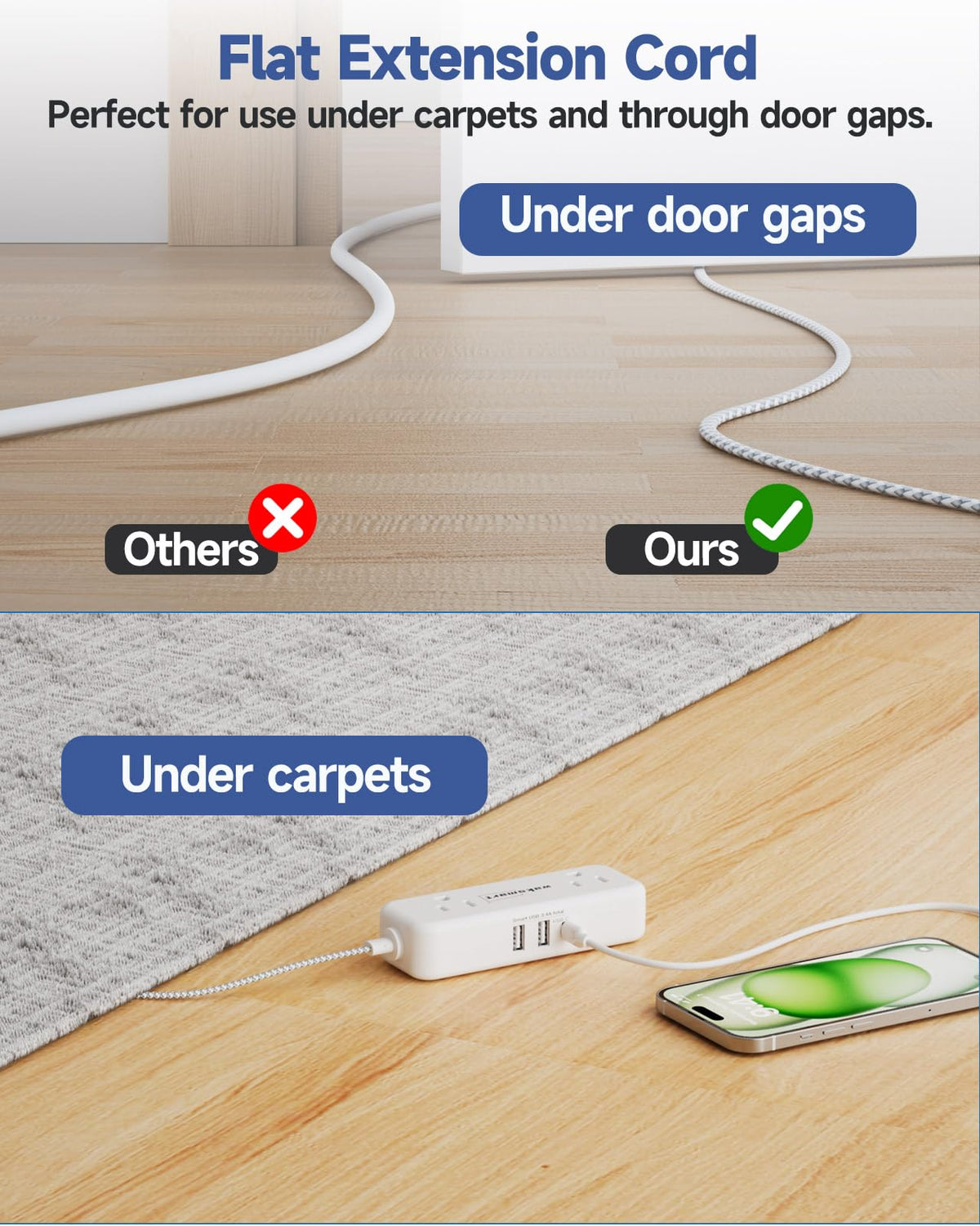 Waksmart braided extension cord adds durability while remaining flexible.