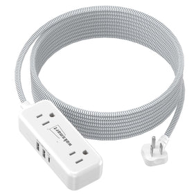 Waksmart flat plug extension with 20 ft braided cord for easy behind-furniture reach.